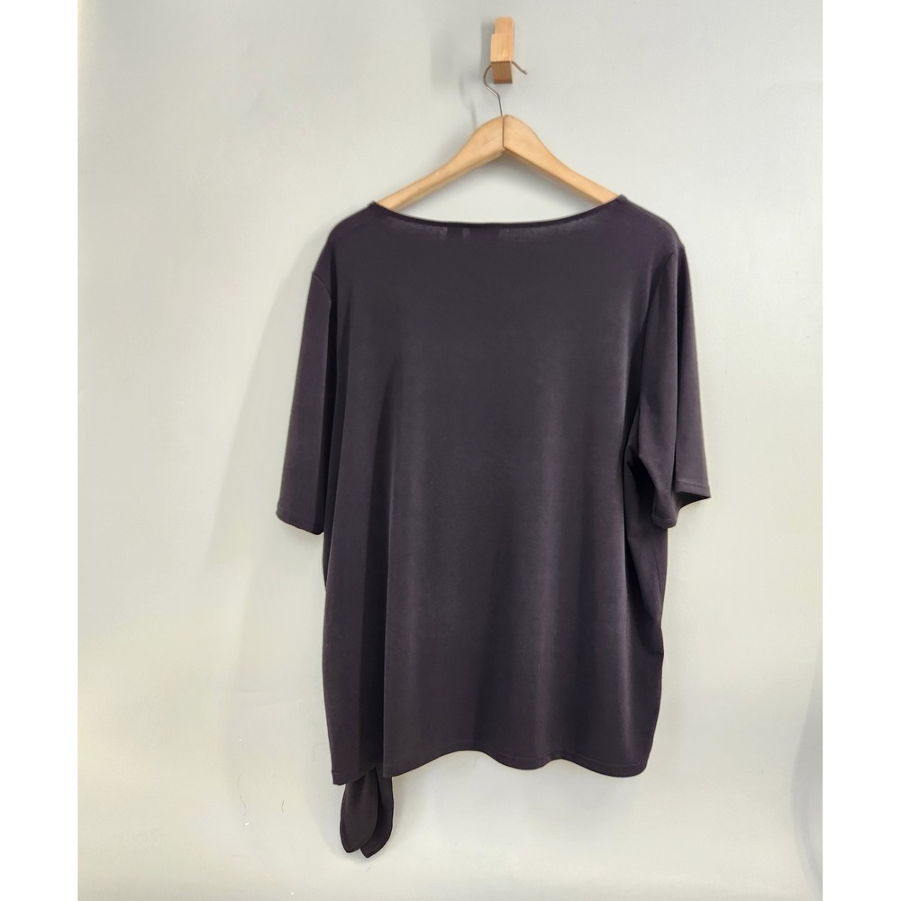 Chico's Estella Side Tie Top Women 3/XL Black Short Sleeve Knit Scoop Neck - Picture 2 of 7